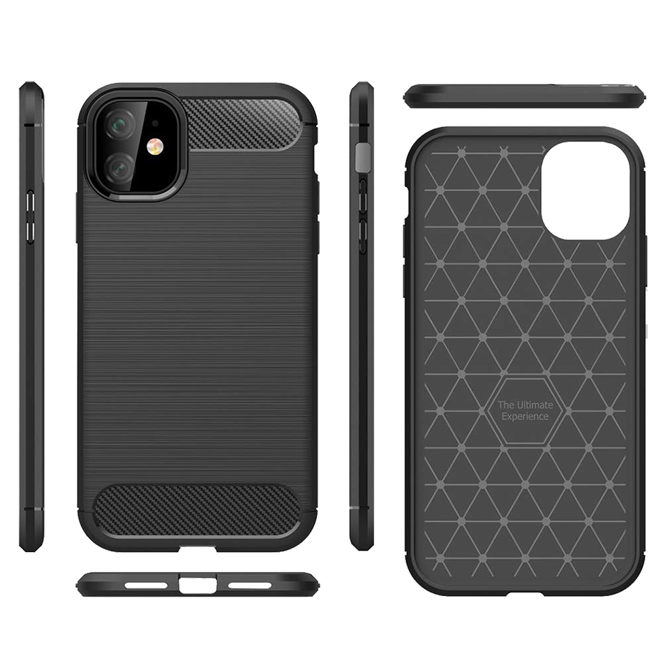 Flexi Slim Carbon Fibre Case for Apple iPhone 11 - Brushed Black